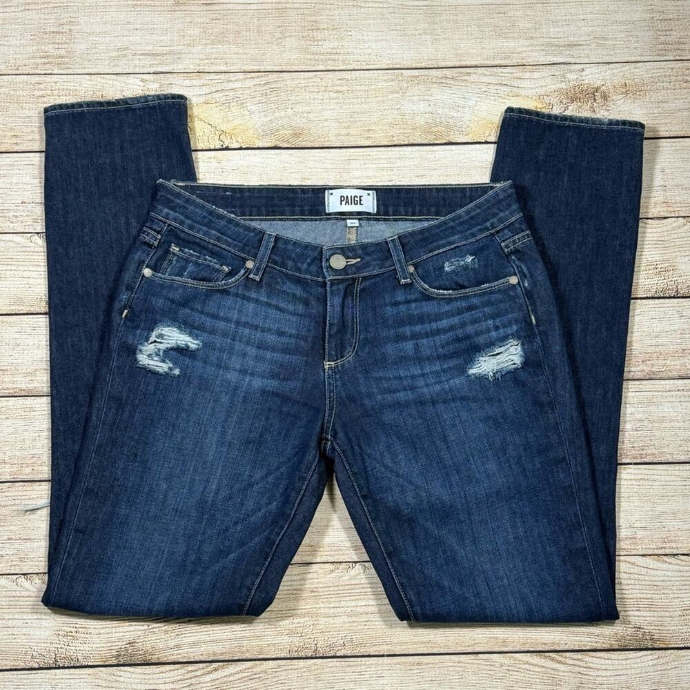 Paige Jimmy Jimmy Skinny Dark Wash Distressed Denim Jeans Women's 26 USA